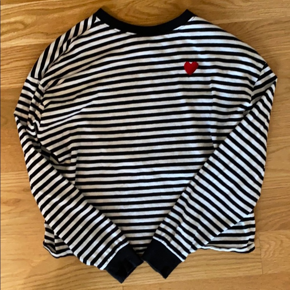H&M Striped Long Sleeve (with heart patch)